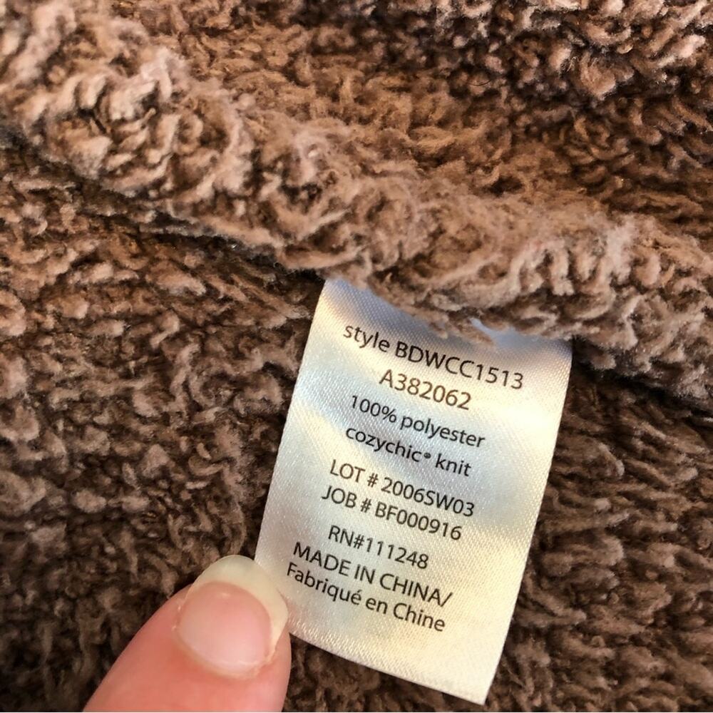 Barefoot Dreams mocha brown open front loop trim cardigan size Small - Picture 12 of 14